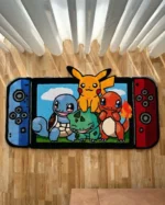 Rug with Pikachu Charmander Squirtle and Bulbasaur Rug Nintendo Switch