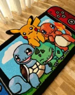 Rug with Pikachu Charmander Squirtle and Bulbasaur Rug Nintendo Switch